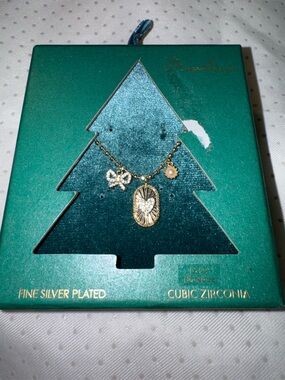 Mia Sarine Fine Silver-Plated - Gold Charm Necklace with Cubic Zirconia